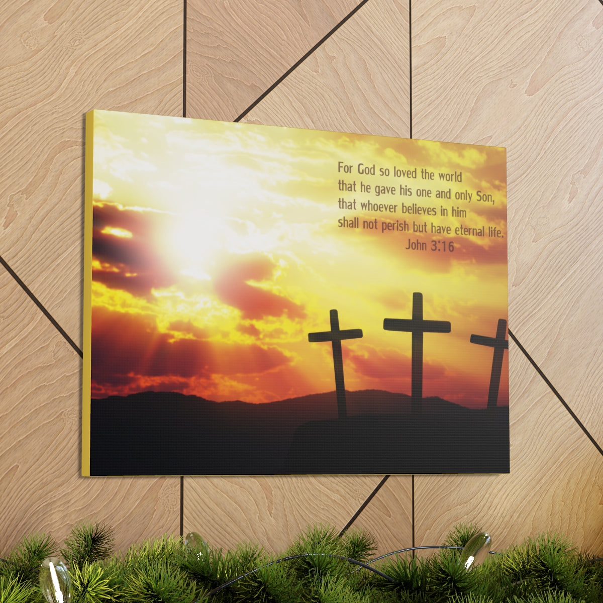 Scripture Walls Loved The World John 3:16 Bible Verse Canvas Christian Wall Art Bible Verse Print Ready To Hang Unframed-Express Your Love Gifts