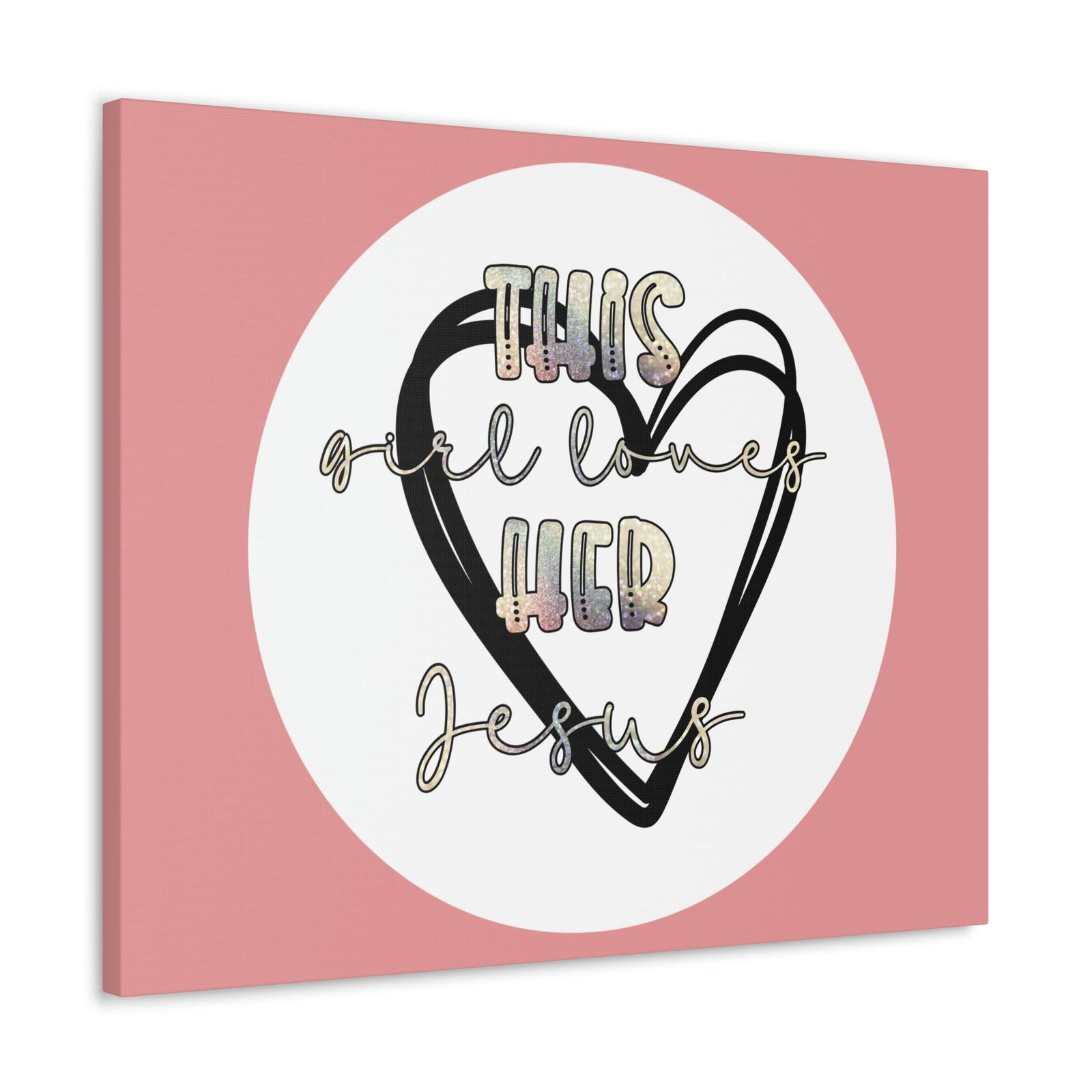 Scripture Walls Loves Her Jesus John 14:21 Heart Black Bible Canvas Christian Wall Art Ready to Hang Unframed-Express Your Love Gifts