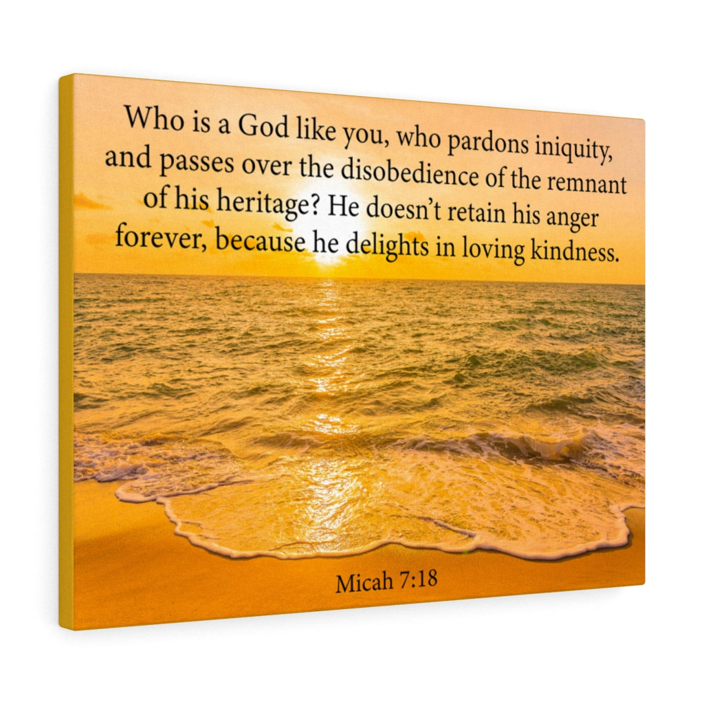 Scripture Walls Loving Kindness Micah 7:18 Bible Verse Canvas Christian Wall Art Ready to Hang Unframed-Express Your Love Gifts