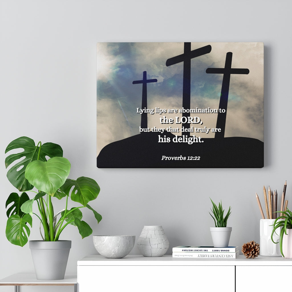 Scripture Walls Lying Lips Proverbs 12:22 Bible Verse Canvas Christian Wall Art Ready to Hang Unframed-Express Your Love Gifts