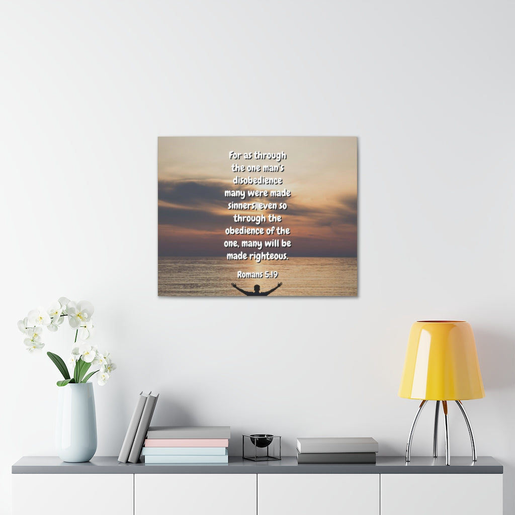 Scripture Walls Made Righteous Romans 5:19 Bible Verse Canvas Christian Wall Art Ready to Hang Unframed-Express Your Love Gifts