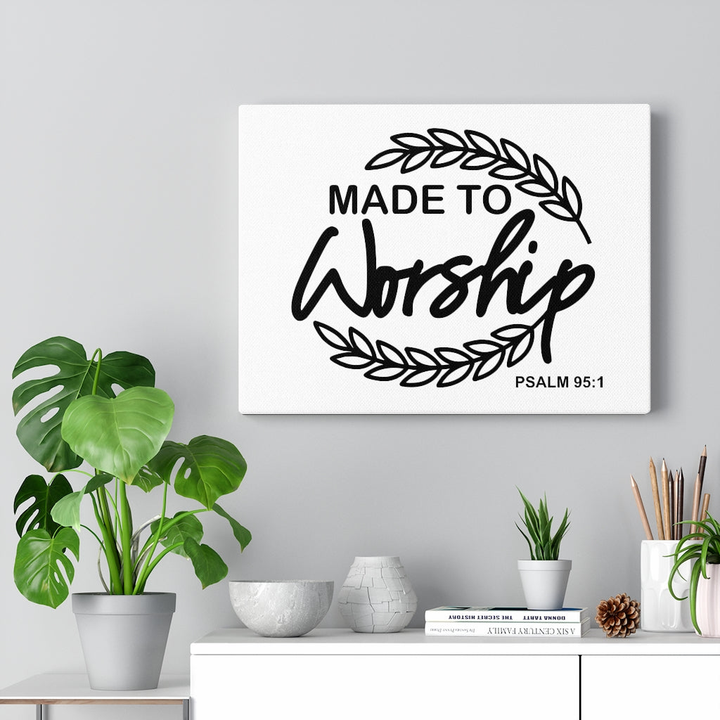 Scripture Walls Made To Worship Leaves Psalm 95:1 Bible Verse Canvas Christian Wall Art Ready to Hang Unframed-Express Your Love Gifts