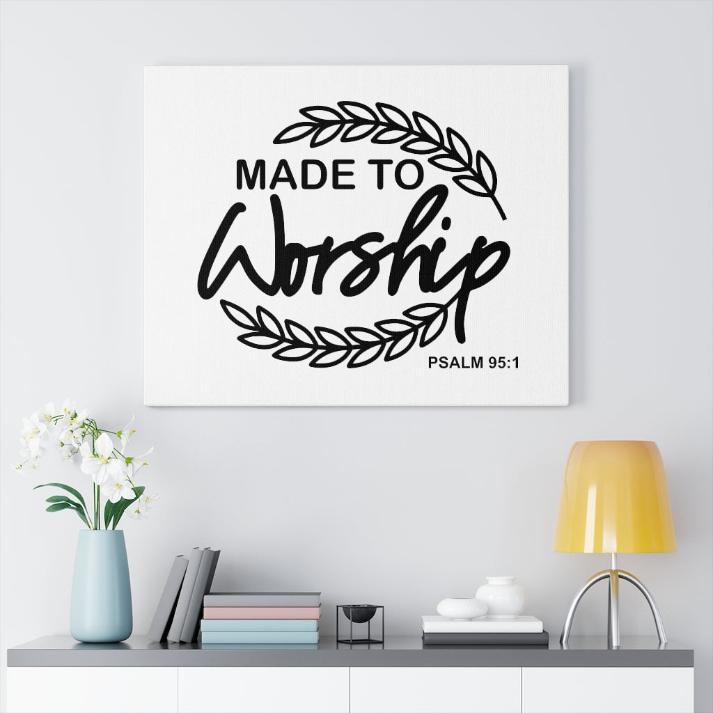 Scripture Walls Made To Worship Leaves Psalm 95:1 Bible Verse Canvas Christian Wall Art Ready to Hang Unframed-Express Your Love Gifts
