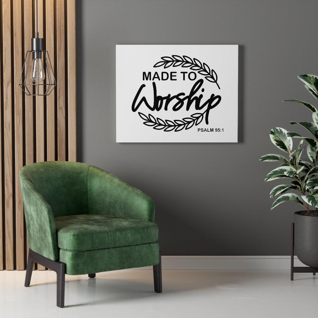 Scripture Walls Made To Worship Leaves Psalm 95:1 Bible Verse Canvas Christian Wall Art Ready to Hang Unframed-Express Your Love Gifts