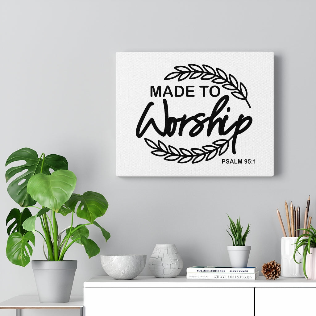 Scripture Walls Made To Worship Leaves Psalm 95:1 Bible Verse Canvas Christian Wall Art Ready to Hang Unframed-Express Your Love Gifts