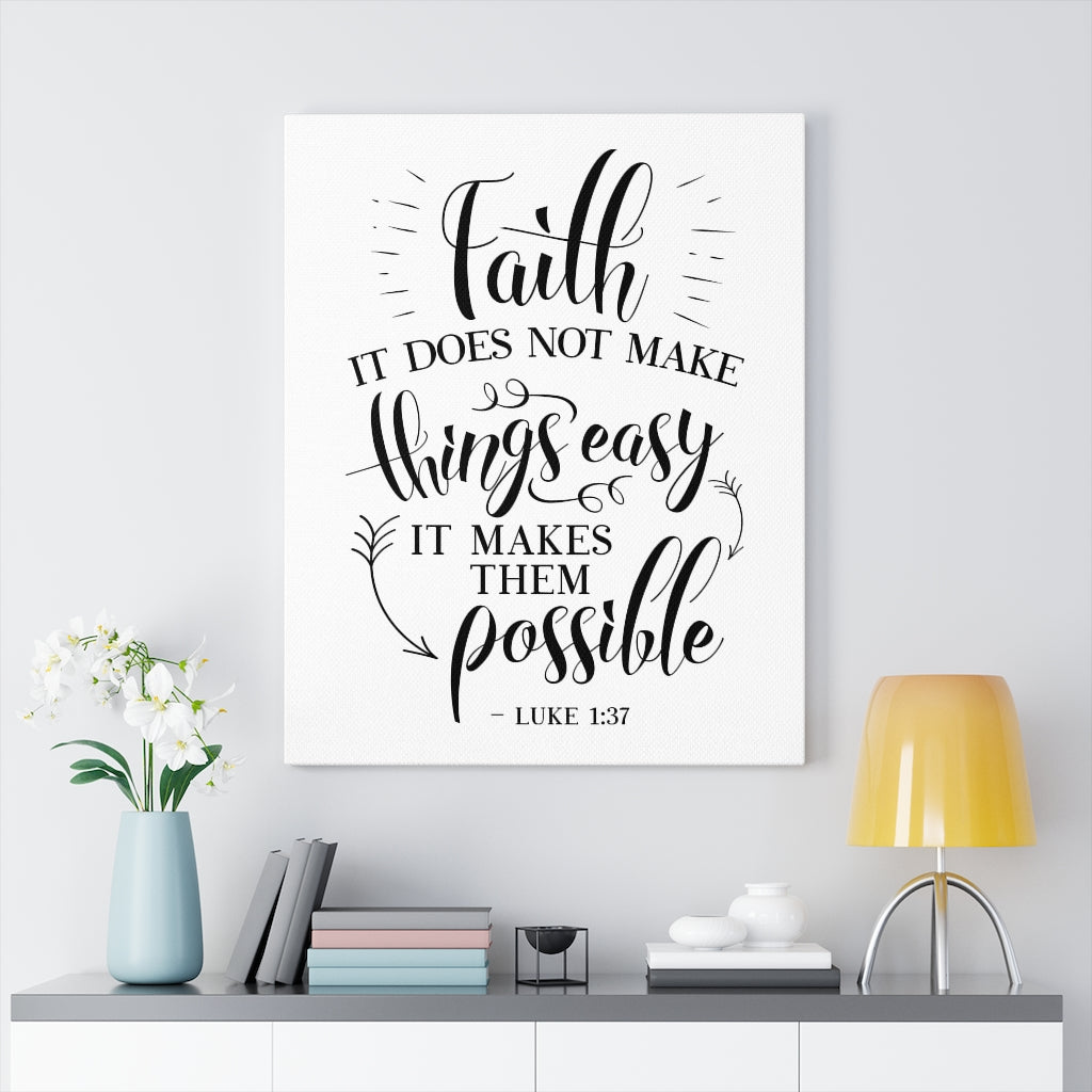 Scripture Walls Makes Them Possible Luke 1:37 Bible Verse Canvas Christian Wall Art Ready to Hang Unframed-Express Your Love Gifts