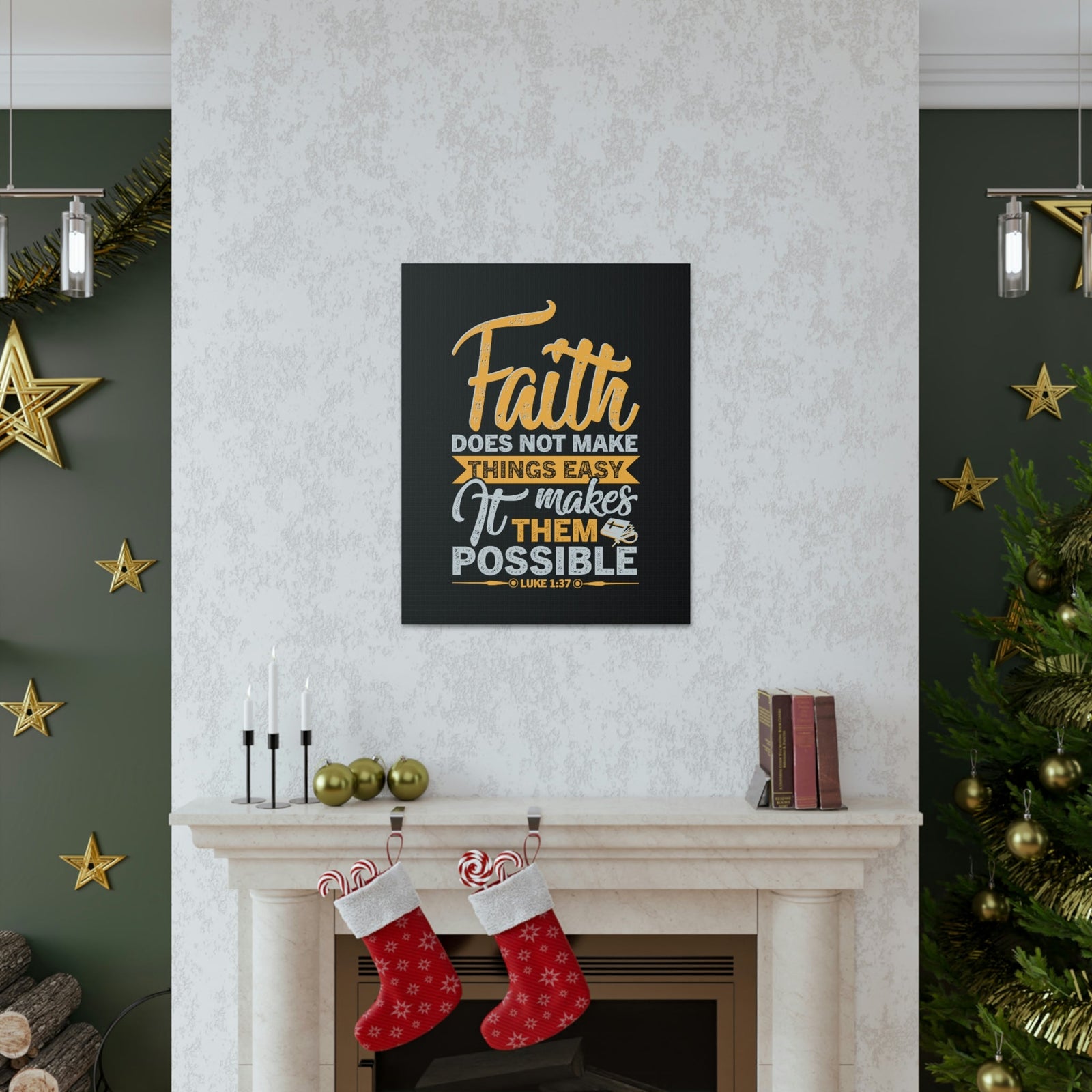Scripture Walls Makes Them Possible Luke 1:37 Yellow Bible Verse Canvas Christian Wall Art Ready to Hang Unframed-Express Your Love Gifts