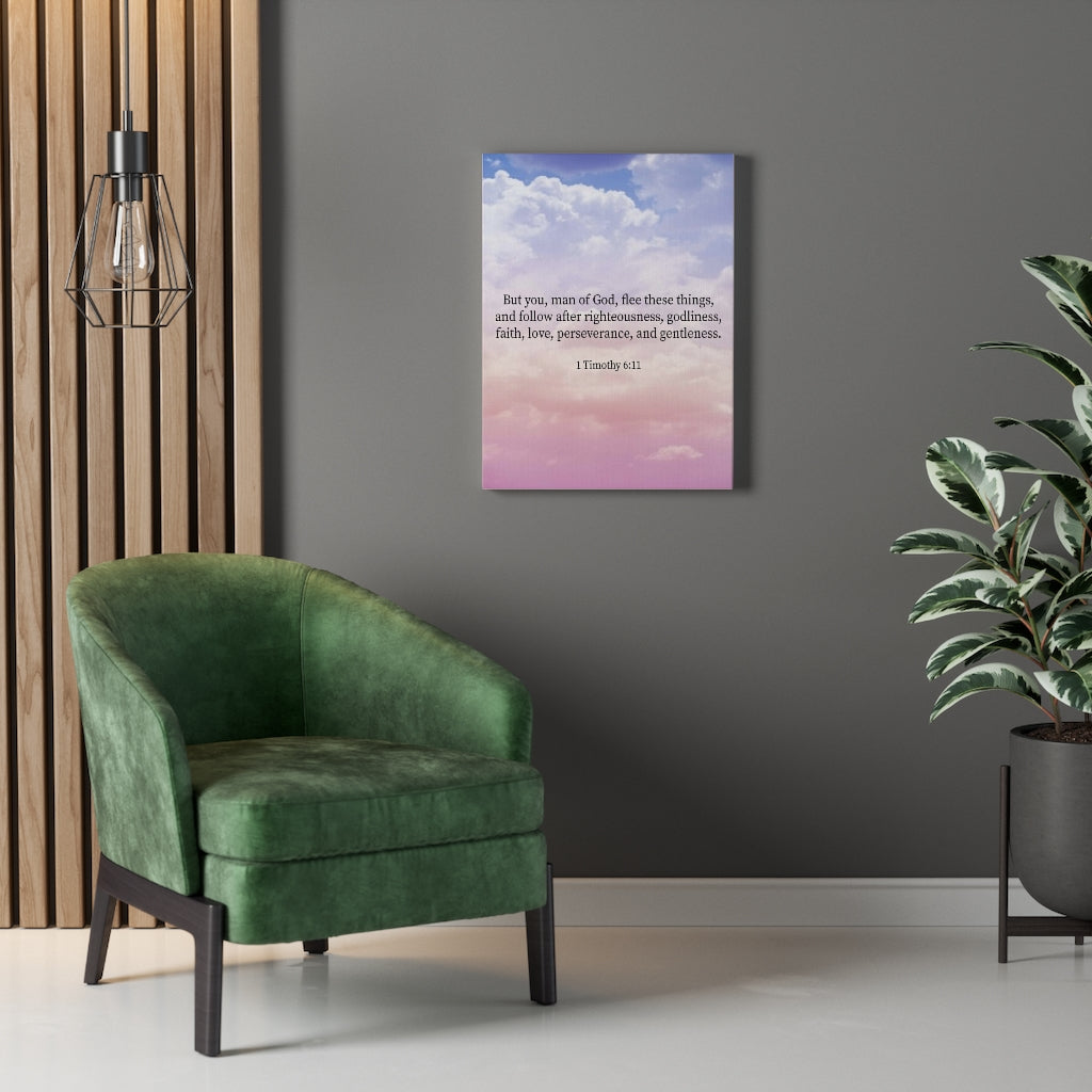 Scripture Walls Man of God 1 Timothy 6:11 Bible Verse Canvas Christian Wall Art Ready to Hang Unframed-Express Your Love Gifts