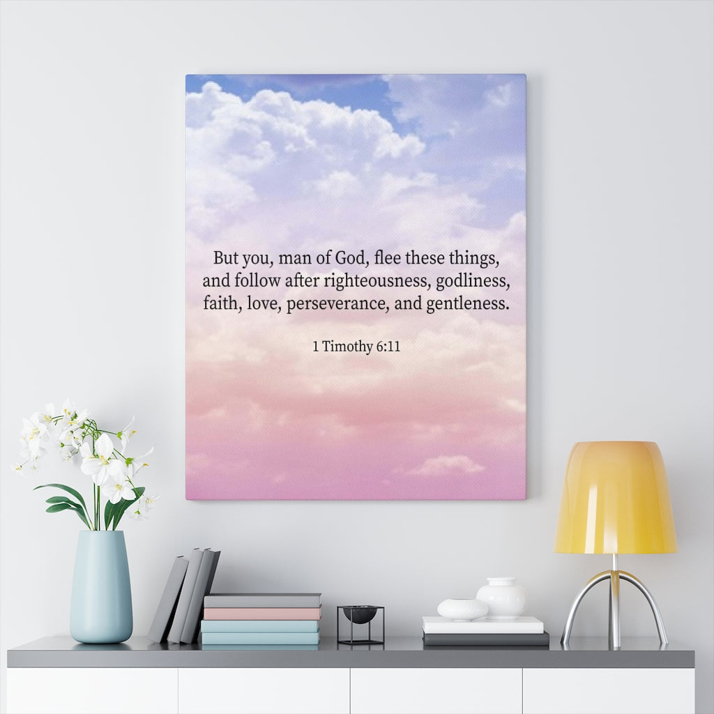 Scripture Walls Man of God 1 Timothy 6:11 Bible Verse Canvas Christian Wall Art Ready to Hang Unframed-Express Your Love Gifts