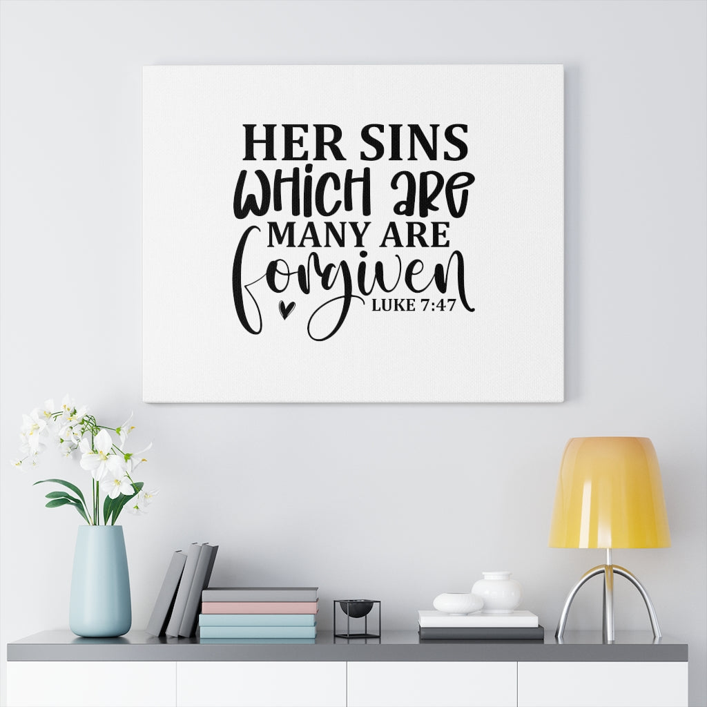 Scripture Walls Many Are Forgiven Luke 7:47 Bible Verse Canvas Christian Wall Art Ready to Hang Unframed-Express Your Love Gifts