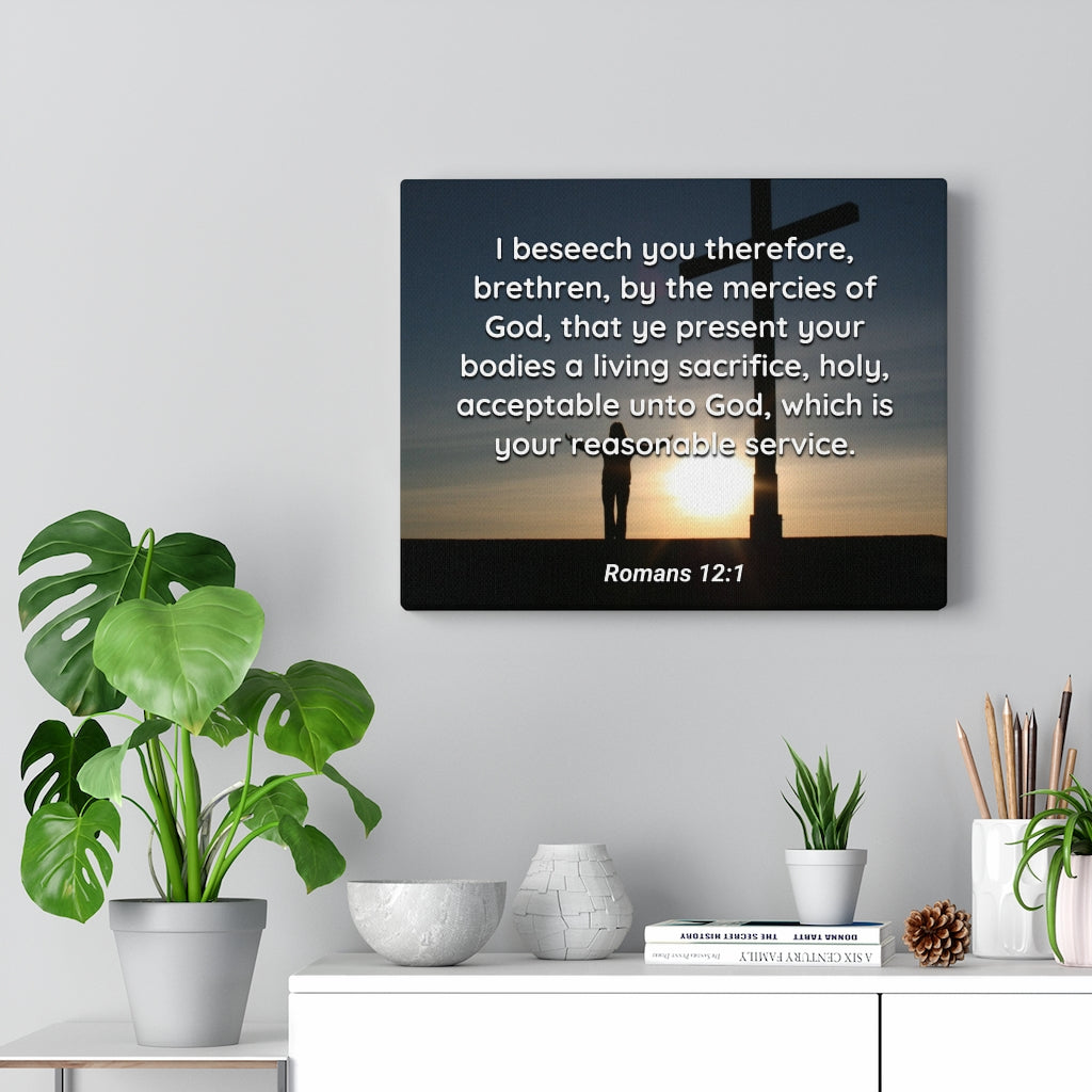 Scripture Walls Mercies Of God Romans 12:1 Bible Verse Canvas Christian Wall Art Ready to Hang Unframed-Express Your Love Gifts
