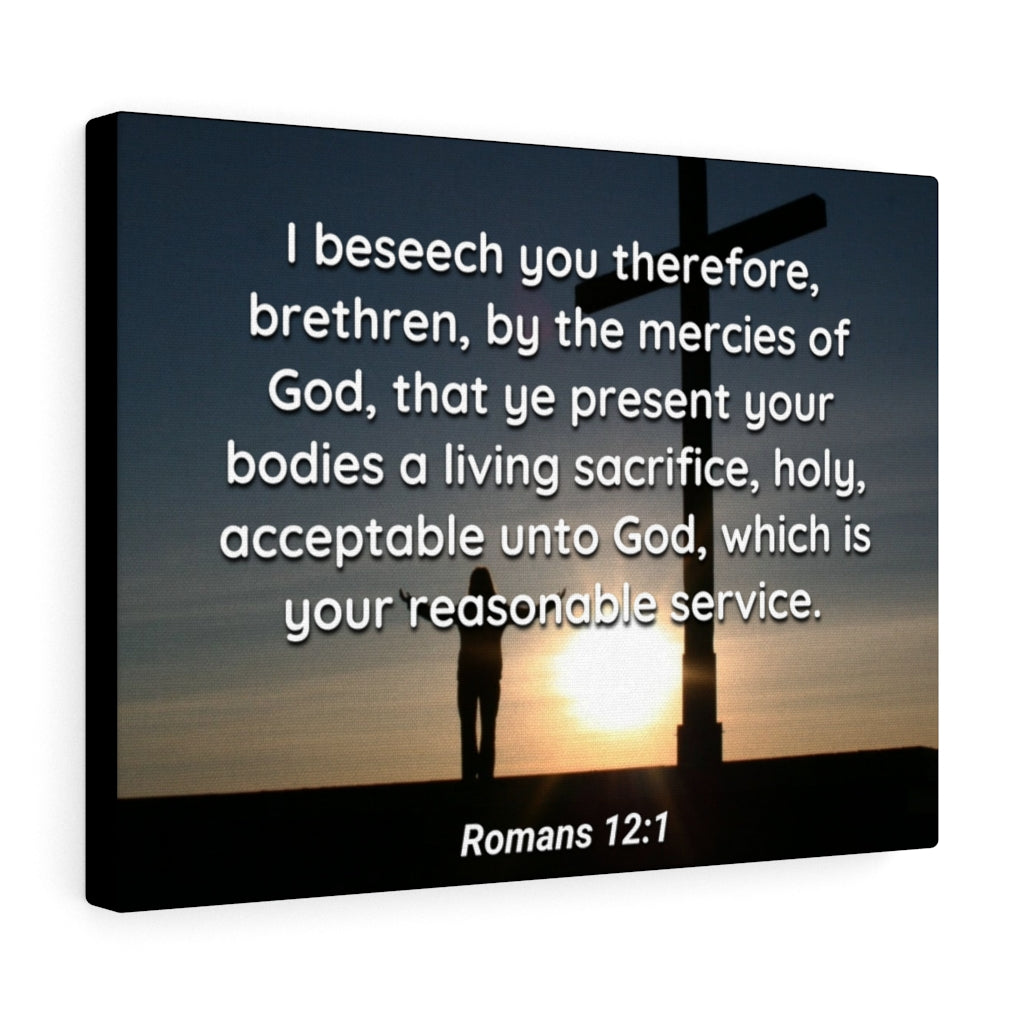 Scripture Walls Mercies Of God Romans 12:1 Bible Verse Canvas Christian Wall Art Ready to Hang Unframed-Express Your Love Gifts