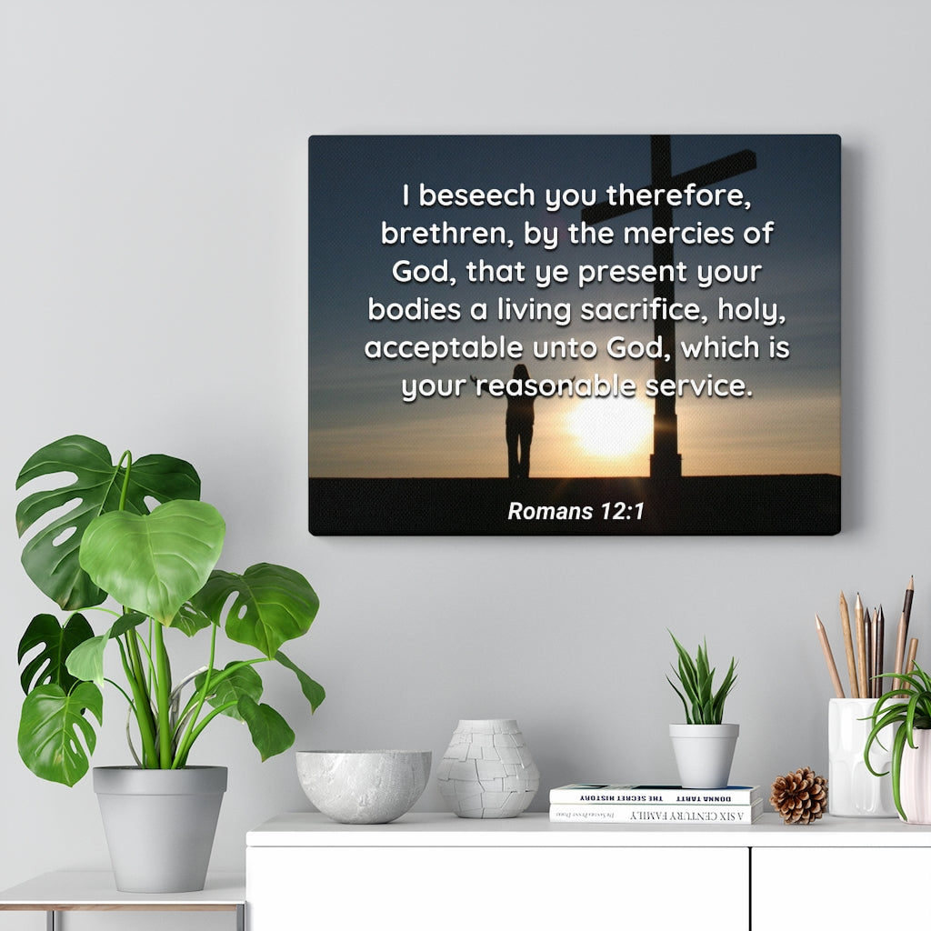 Scripture Walls Mercies Of God Romans 12:1 Bible Verse Canvas Christian Wall Art Ready to Hang Unframed-Express Your Love Gifts
