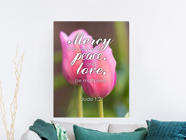 Scripture Walls Mercy Peace Love Jude 1:2 Bible Verse Canvas Christian Wall Art Ready to Hang Unframed-Express Your Love Gifts