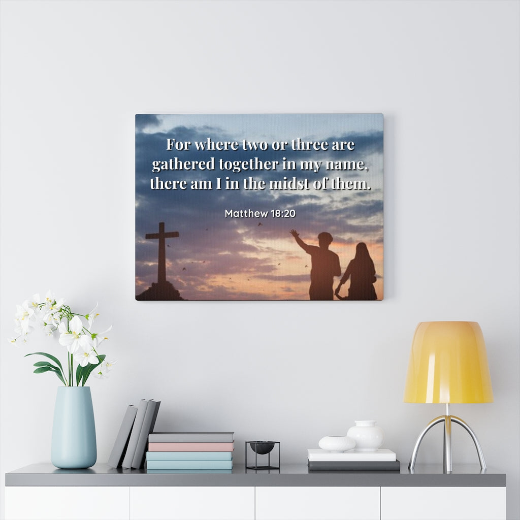 Scripture Walls Midst Of Them Matthew 18:20 Bible Verse Canvas Christian Wall Art Ready to Hang Unframed-Express Your Love Gifts
