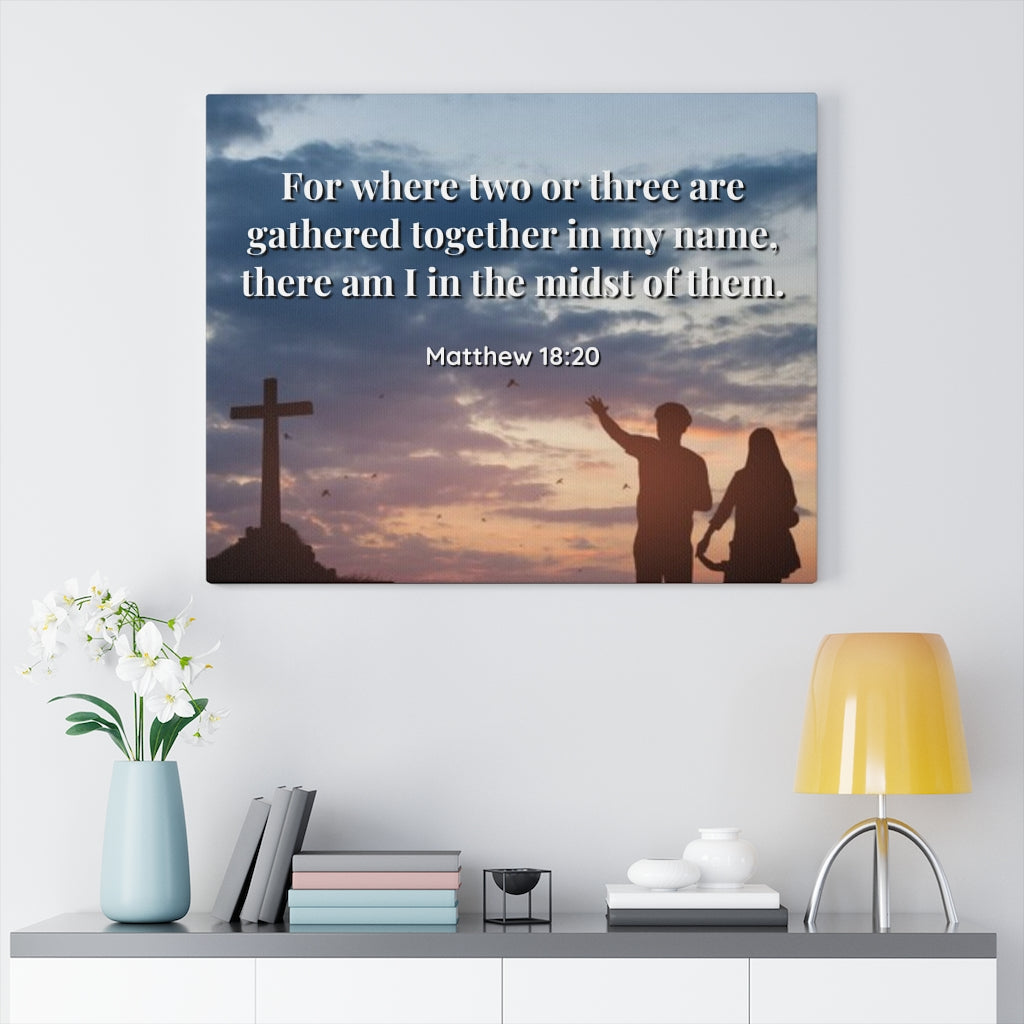 Scripture Walls Midst Of Them Matthew 18:20 Bible Verse Canvas Christian Wall Art Ready to Hang Unframed-Express Your Love Gifts