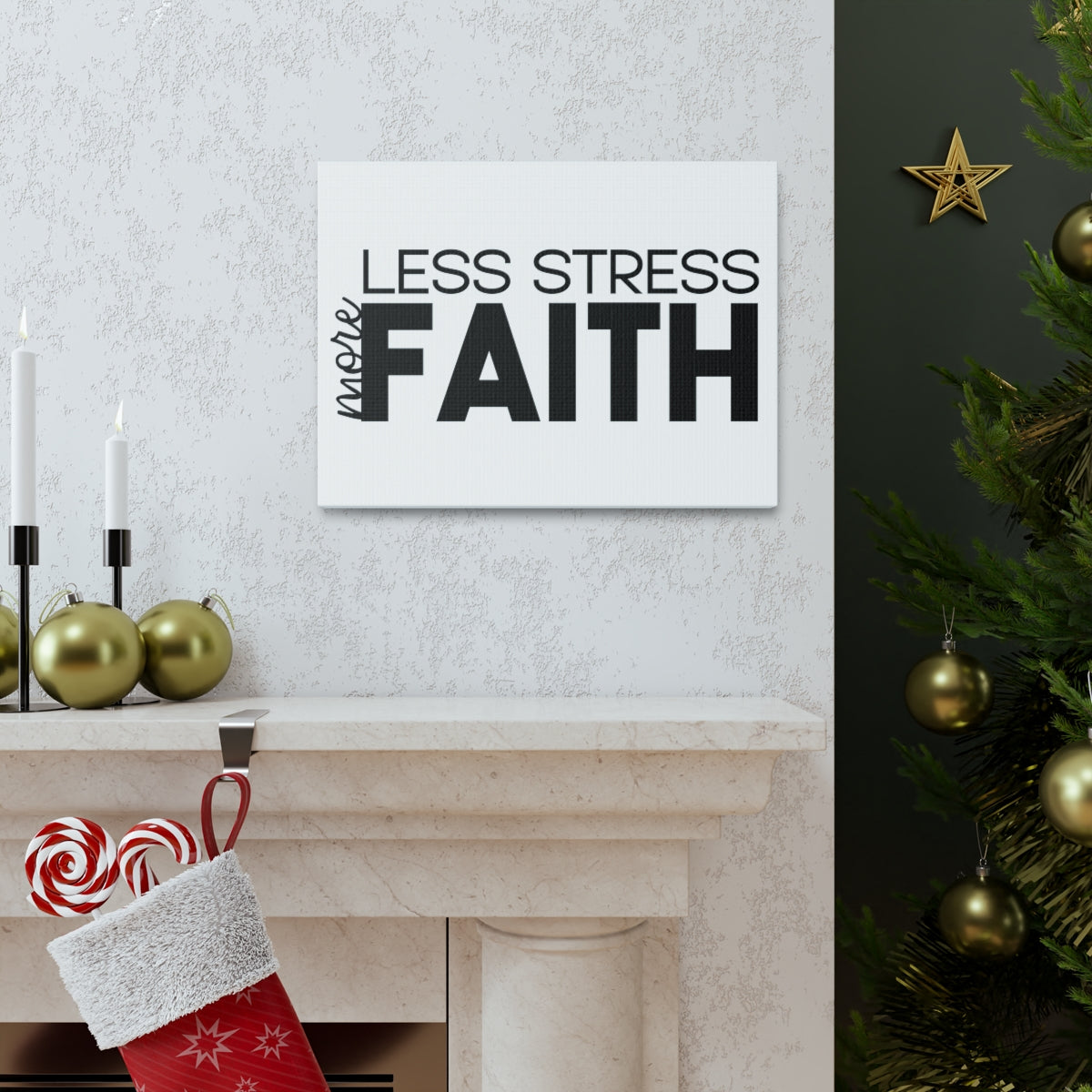 Scripture Walls More Faith Less Stress PSALM 119:143 Christian Wall Art Print Ready to Hang Unframed-Express Your Love Gifts