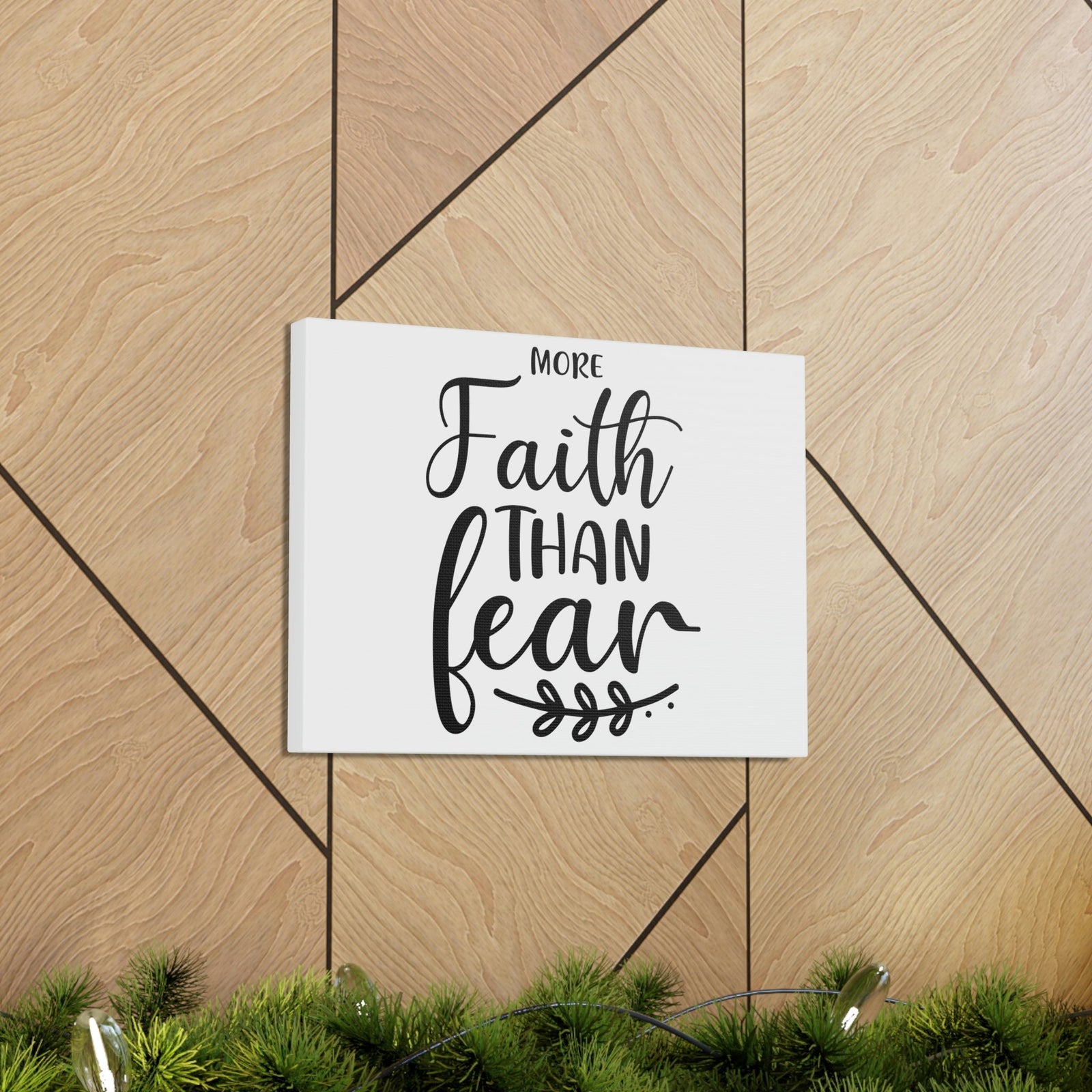 Scripture Walls More Faith Than Fear Psalm 34:4 Leaves Christian Wall Art Print Ready to Hang Unframed-Express Your Love Gifts