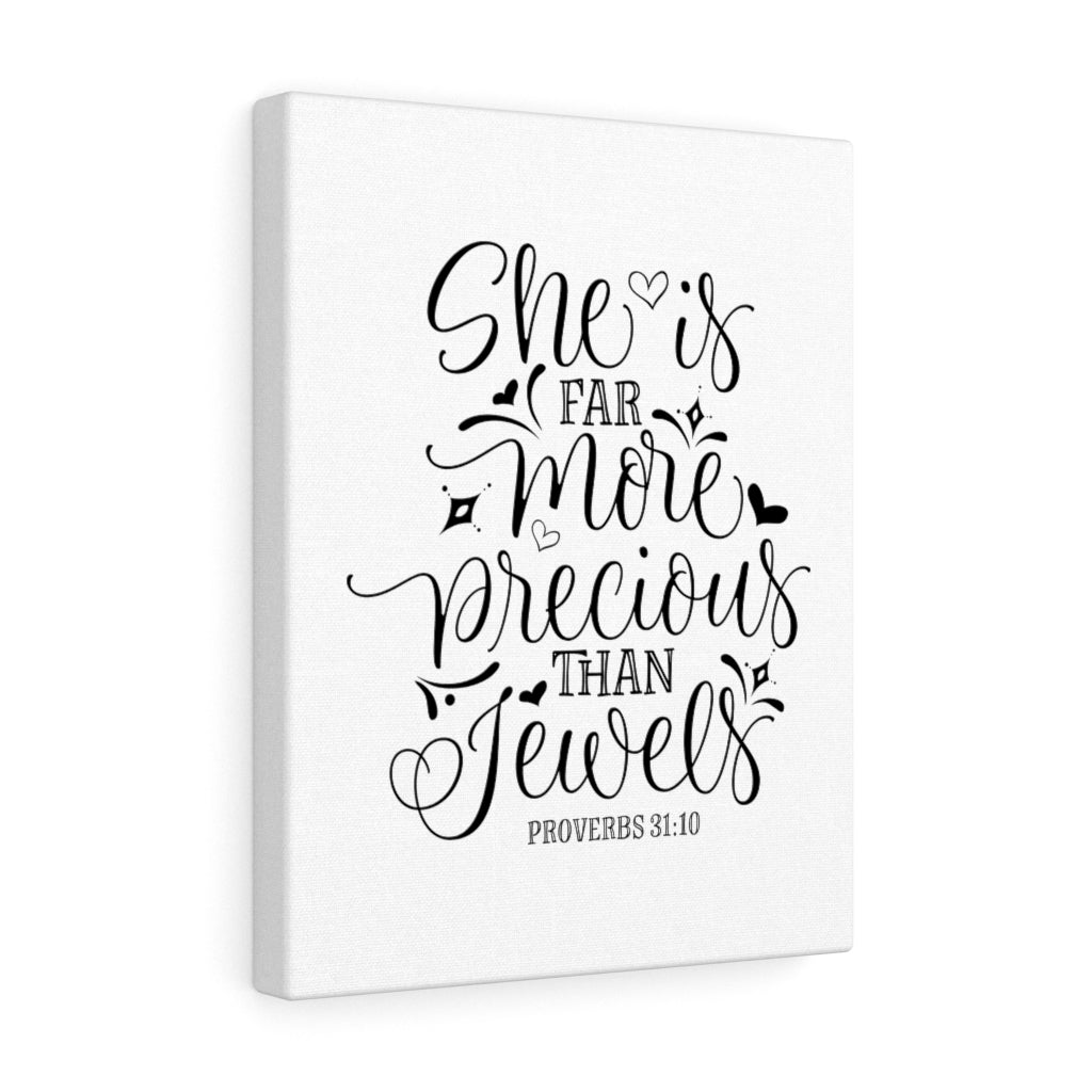 Scripture Walls More Precious Than Jewels Proverbs 31:10 Bible Verse Canvas Christian Wall Art Ready to Hang Unframed-Express Your Love Gifts