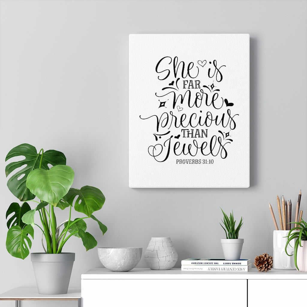 Scripture Walls More Precious Than Jewels Proverbs 31:10 Bible Verse Canvas Christian Wall Art Ready to Hang Unframed-Express Your Love Gifts