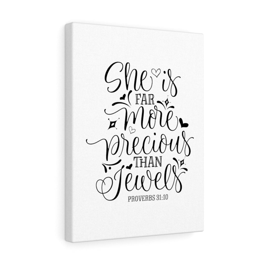 Scripture Walls More Precious Than Jewels Proverbs 31:10 Bible Verse Canvas Christian Wall Art Ready to Hang Unframed-Express Your Love Gifts