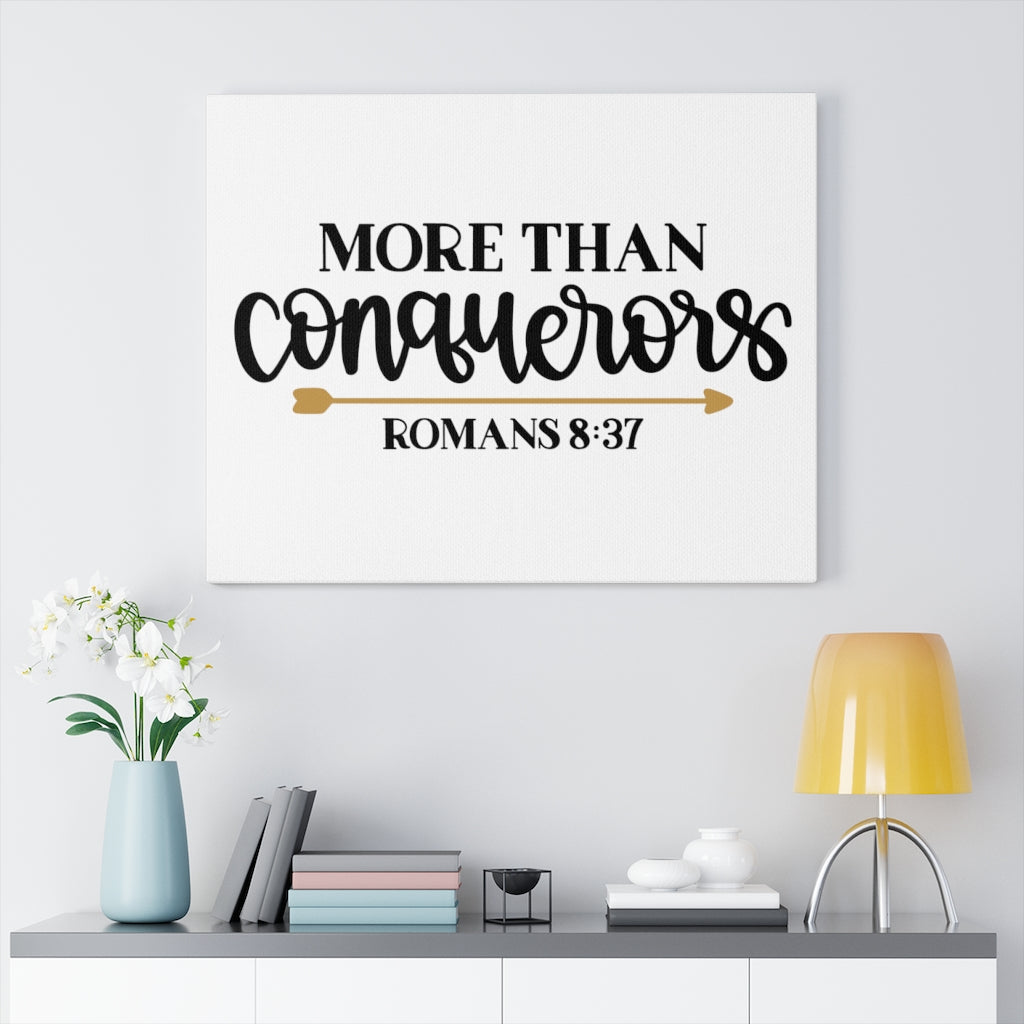 Scripture Walls More Than Conquerors Romans 8:37 Bible Verse Canvas Christian Wall Art Ready to Hang Unframed-Express Your Love Gifts