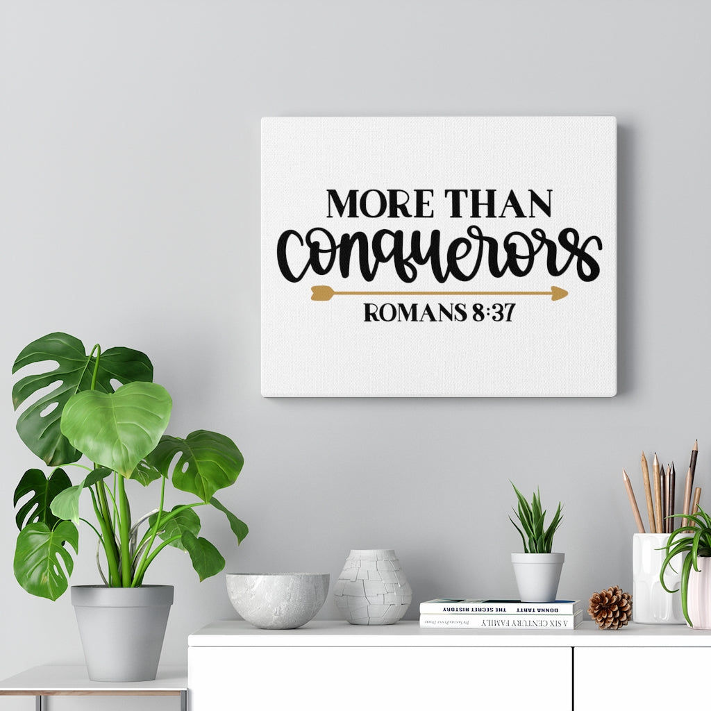 Scripture Walls More Than Conquerors Romans 8:37 Bible Verse Canvas Christian Wall Art Ready to Hang Unframed-Express Your Love Gifts