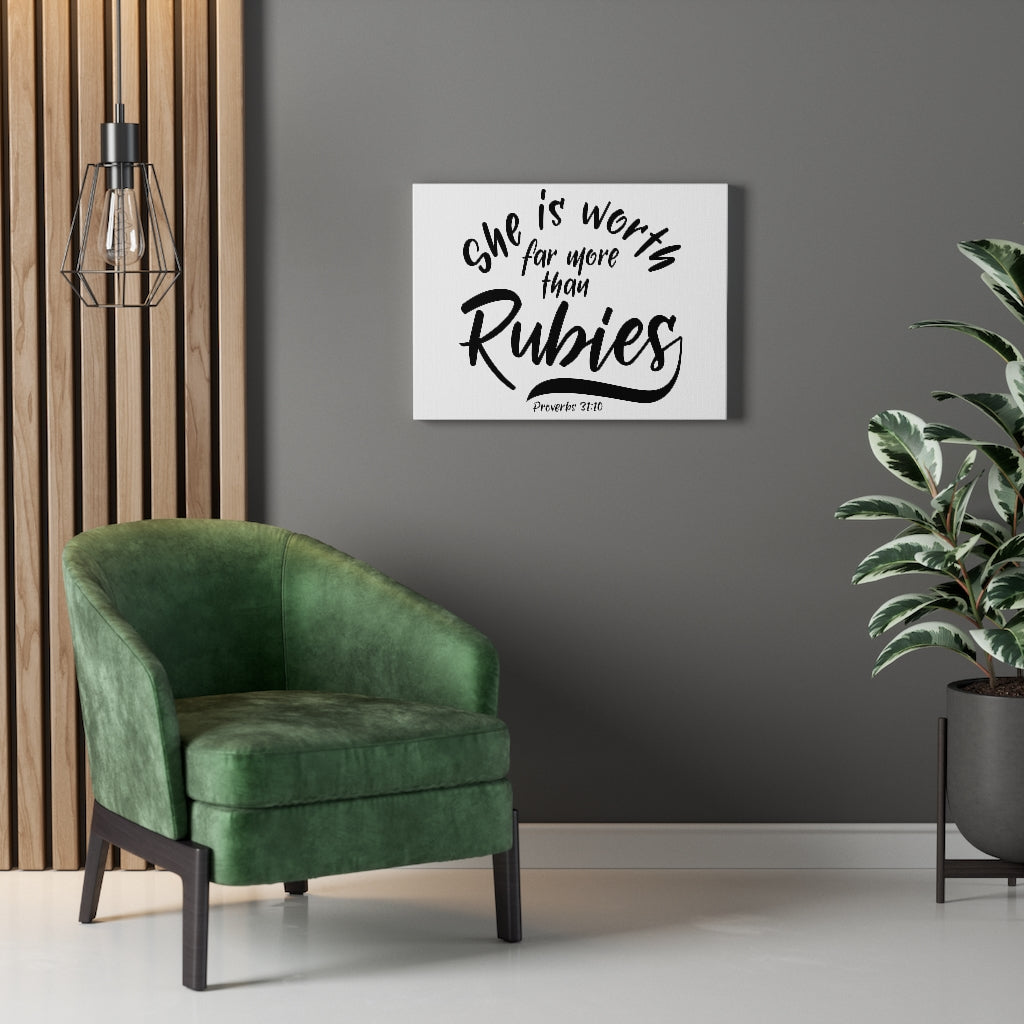 Scripture Walls More Than Rubies Proverbs 31:10 Bible Verse Canvas Christian Wall Art Ready to Hang Unframed-Express Your Love Gifts