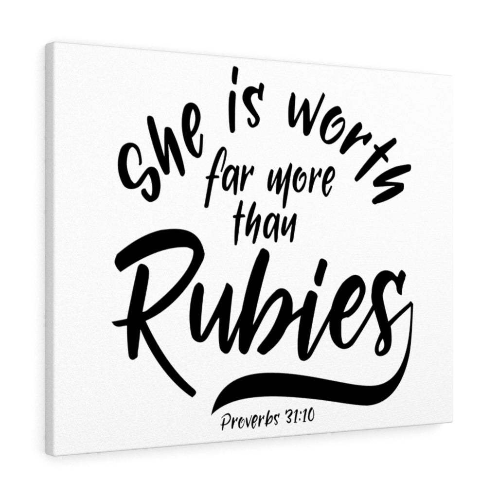 Scripture Walls More Than Rubies Proverbs 31:10 Bible Verse Canvas Christian Wall Art Ready to Hang Unframed-Express Your Love Gifts