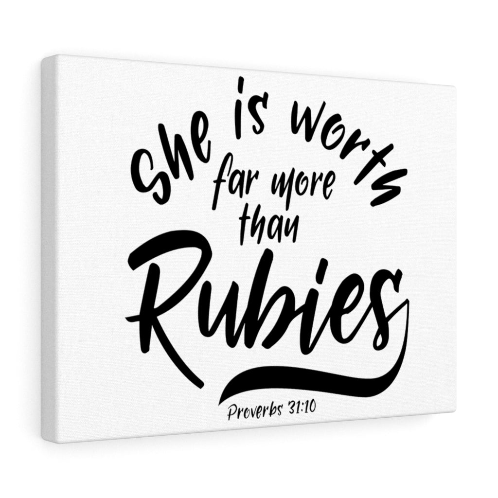Scripture Walls More Than Rubies Proverbs 31:10 Bible Verse Canvas Christian Wall Art Ready to Hang Unframed-Express Your Love Gifts