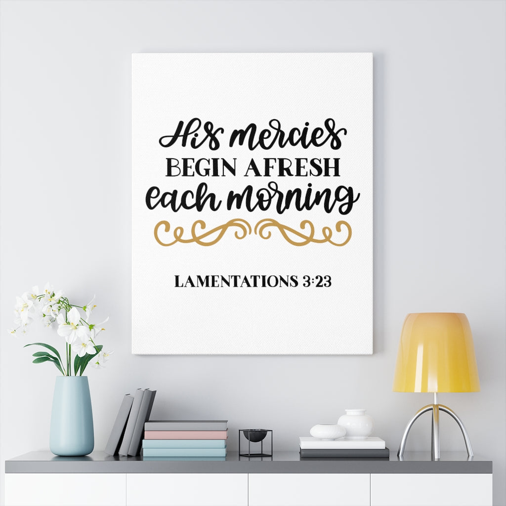 Scripture Walls Morning Lamentations 3:23 Bible Verse Canvas Christian Wall Art Ready to Hang Unframed-Express Your Love Gifts