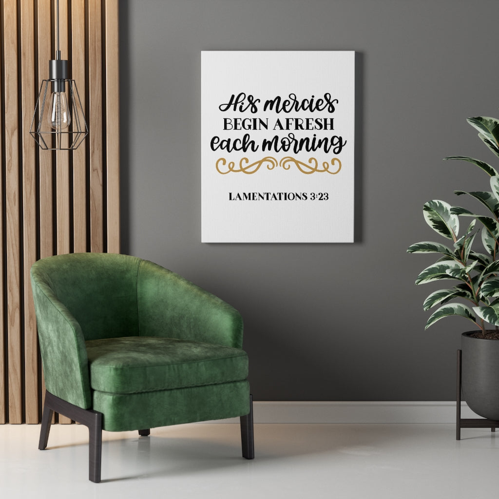 Scripture Walls Morning Lamentations 3:23 Bible Verse Canvas Christian Wall Art Ready to Hang Unframed-Express Your Love Gifts
