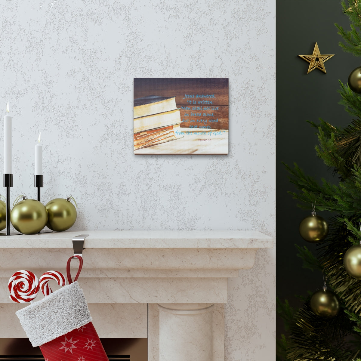 Scripture Walls Mouth Of God Matthew 4:4 Bible Verse Canvas Christian Wall Art Bible Verse Print Ready To Hang Unframed-Express Your Love Gifts