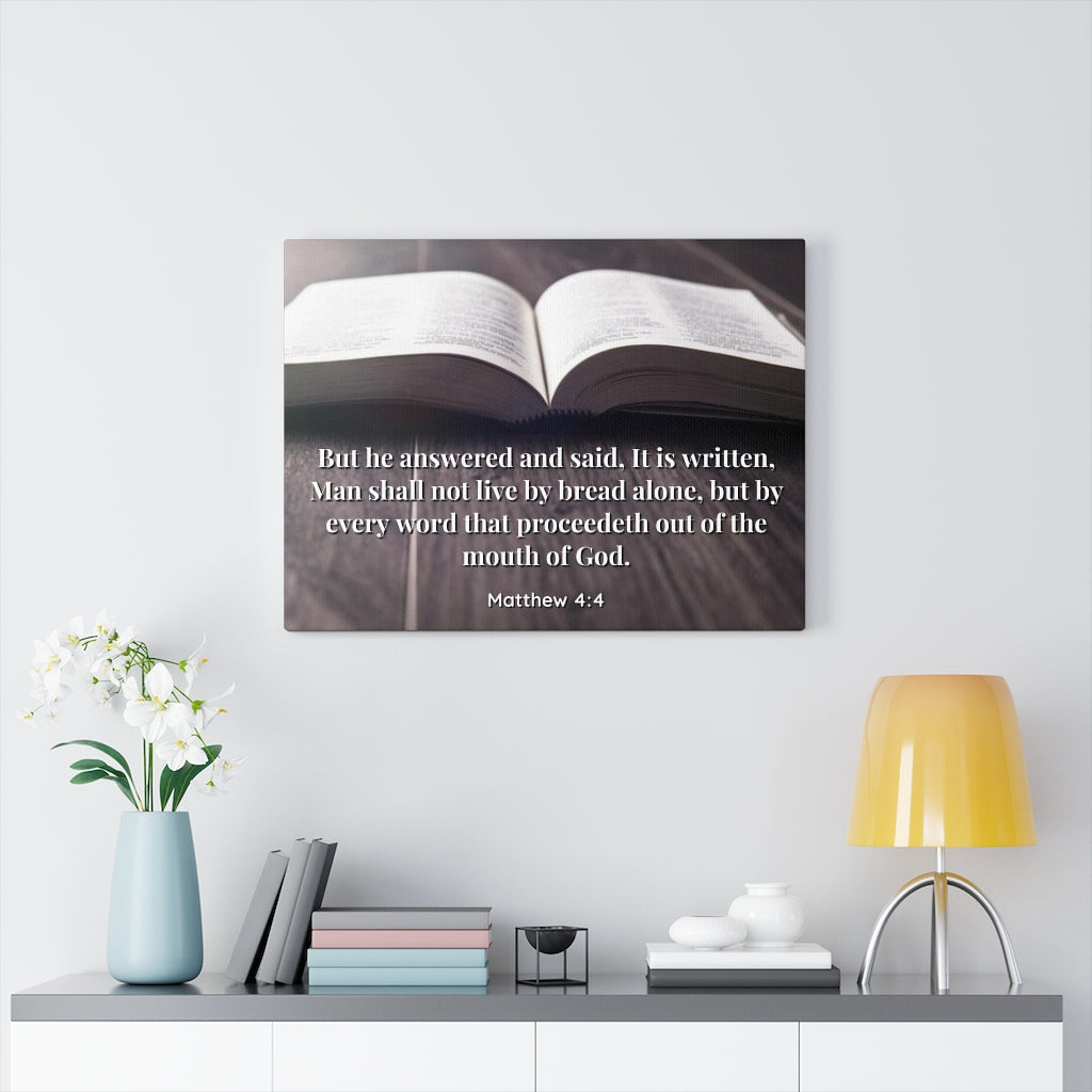 Scripture Walls Mouth Of God Matthew 4:4 Bible Verse Canvas Christian Wall Art Ready to Hang Unframed-Express Your Love Gifts