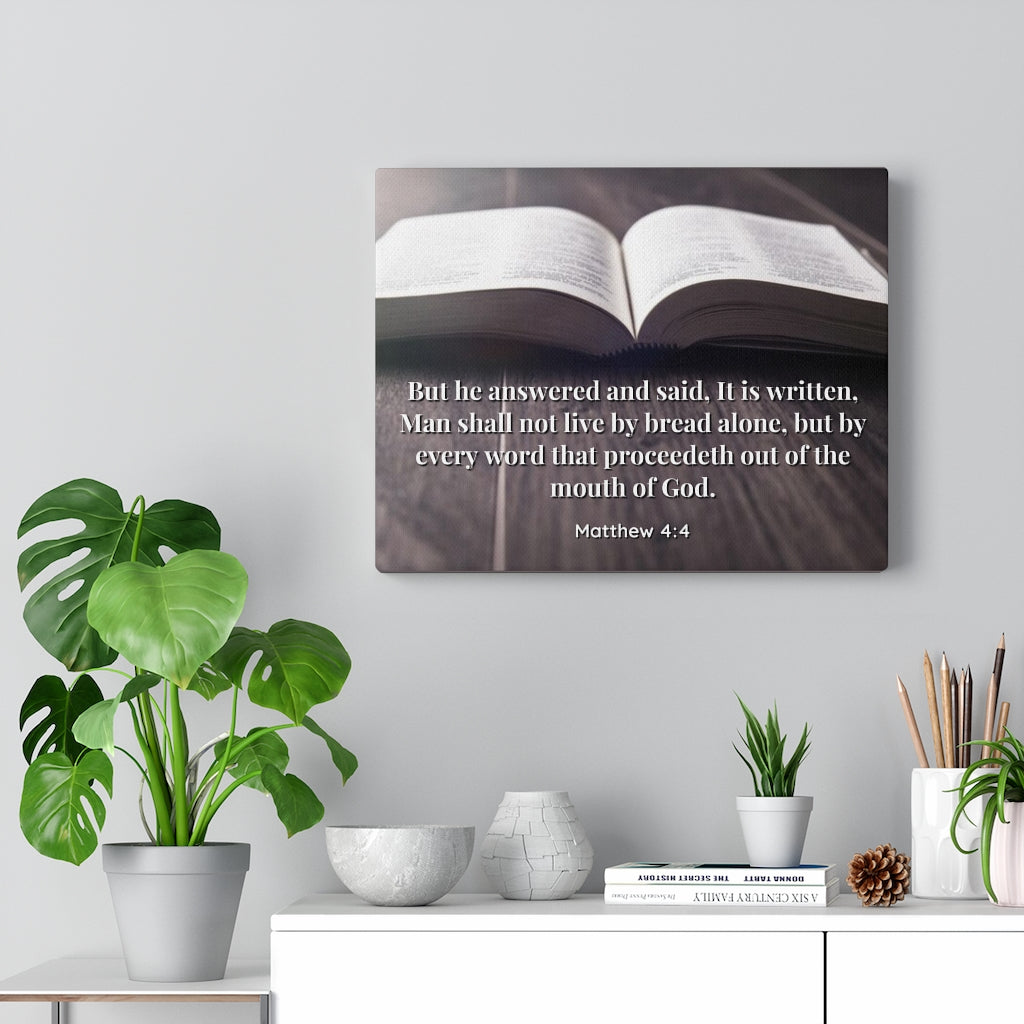 Scripture Walls Mouth Of God Matthew 4:4 Bible Verse Canvas Christian Wall Art Ready to Hang Unframed-Express Your Love Gifts