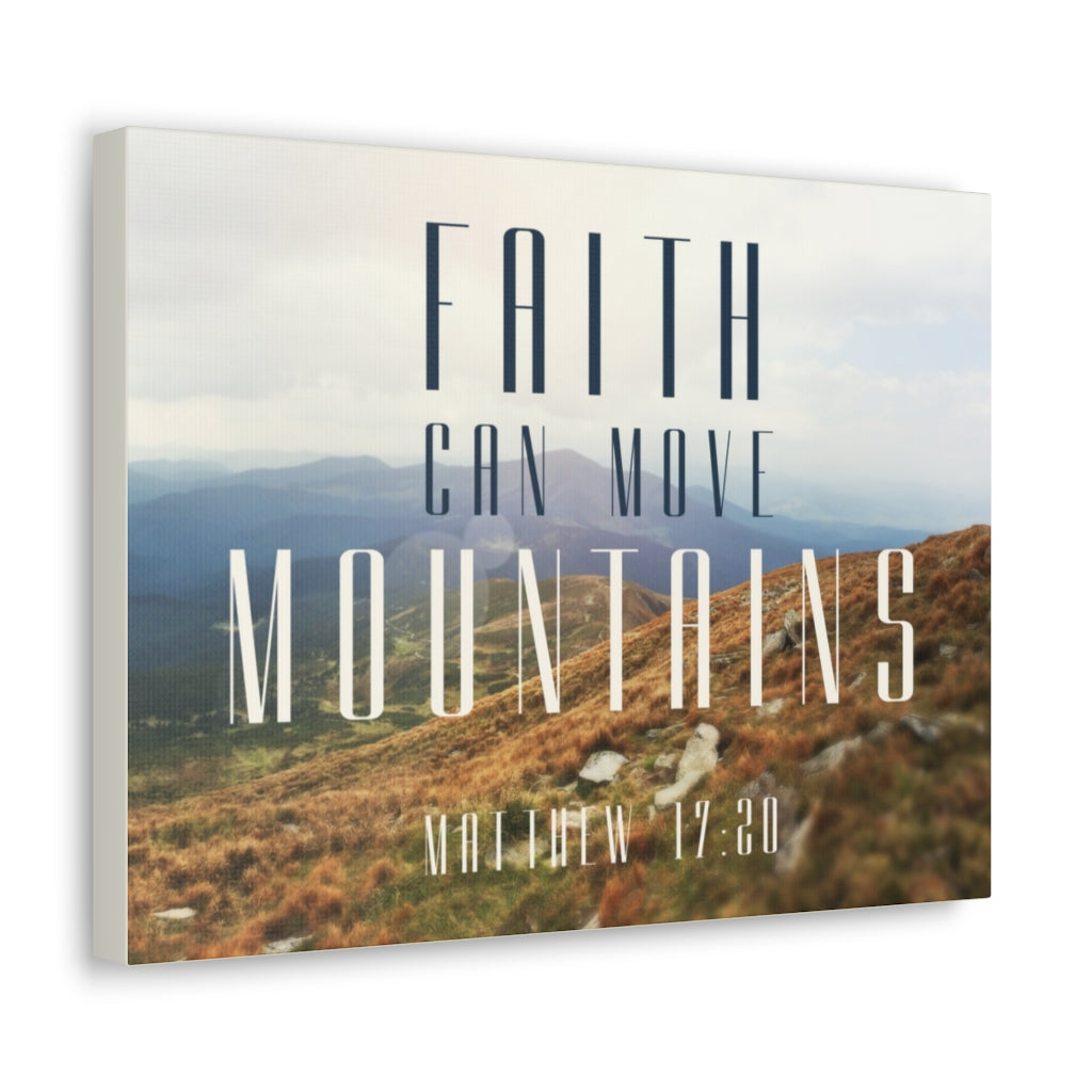 Scripture Walls Move Mountains Matthew 17:20 Bible Verse Canvas Christian Wall Art Ready to Hang Unframed-Express Your Love Gifts