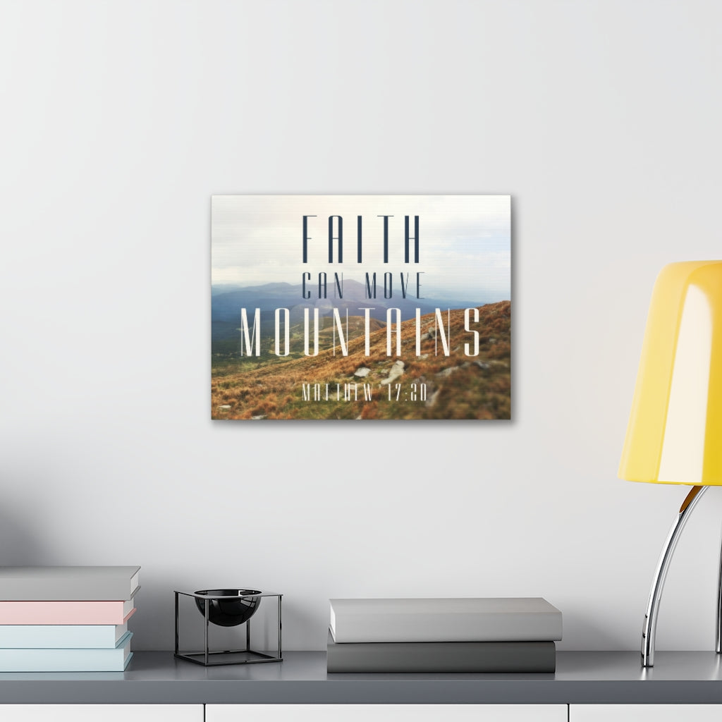 Scripture Walls Move Mountains Matthew 17:20 Bible Verse Canvas Christian Wall Art Ready to Hang Unframed-Express Your Love Gifts