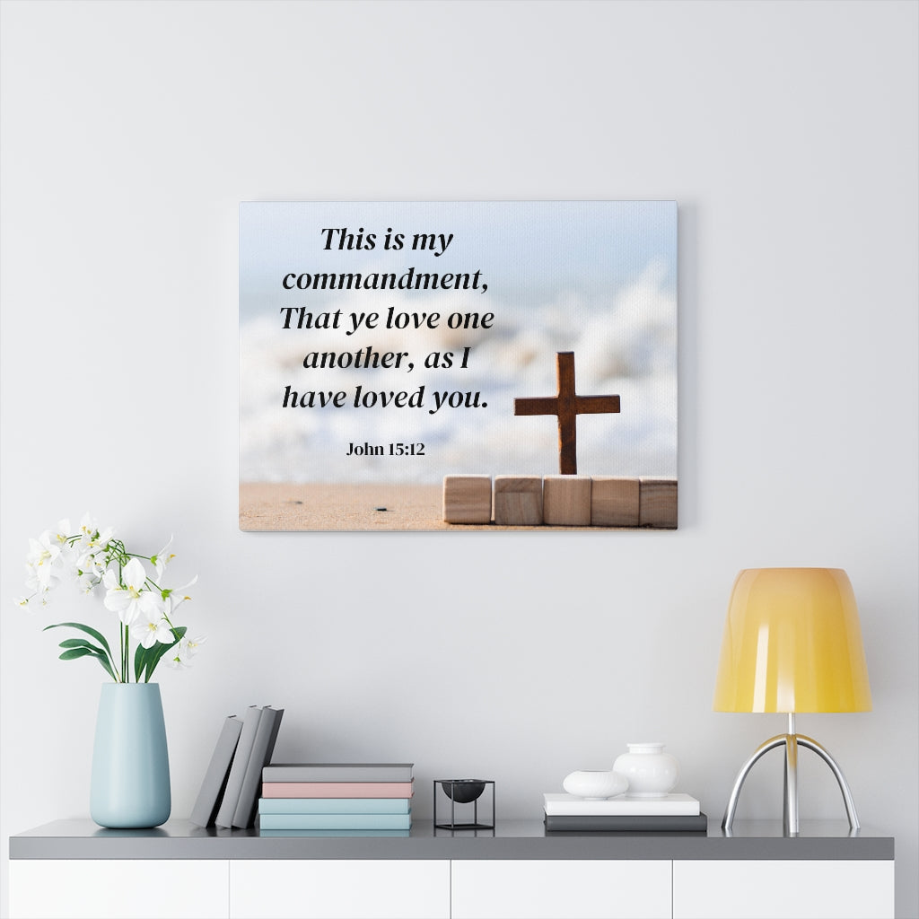 Scripture Walls My Commandment John 15:12 Bible Verse Canvas Christian Wall Art Ready to Hang Unframed-Express Your Love Gifts
