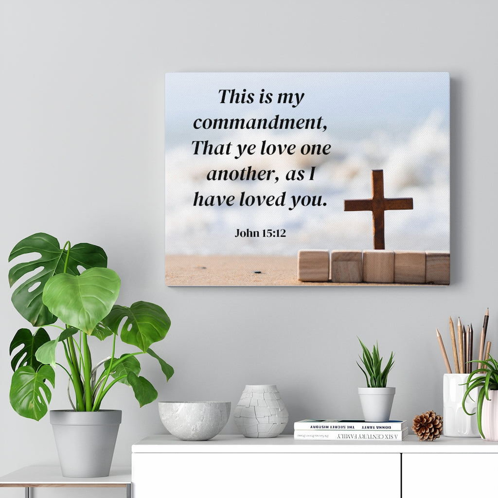 Scripture Walls My Commandment John 15:12 Bible Verse Canvas Christian Wall Art Ready to Hang Unframed-Express Your Love Gifts