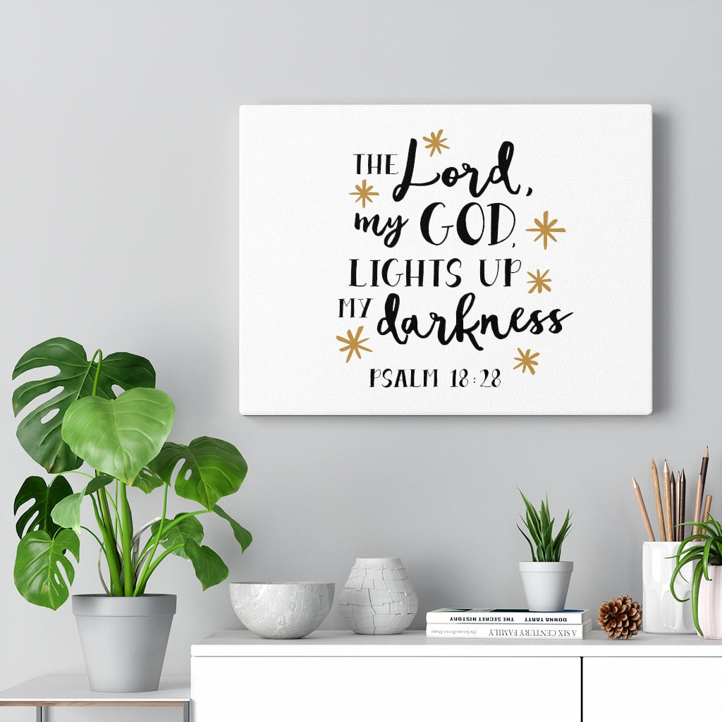 Scripture Walls My God Lights Up Psalm 18:28 Bible Verse Canvas Christian Wall Art Ready to Hang Unframed-Express Your Love Gifts