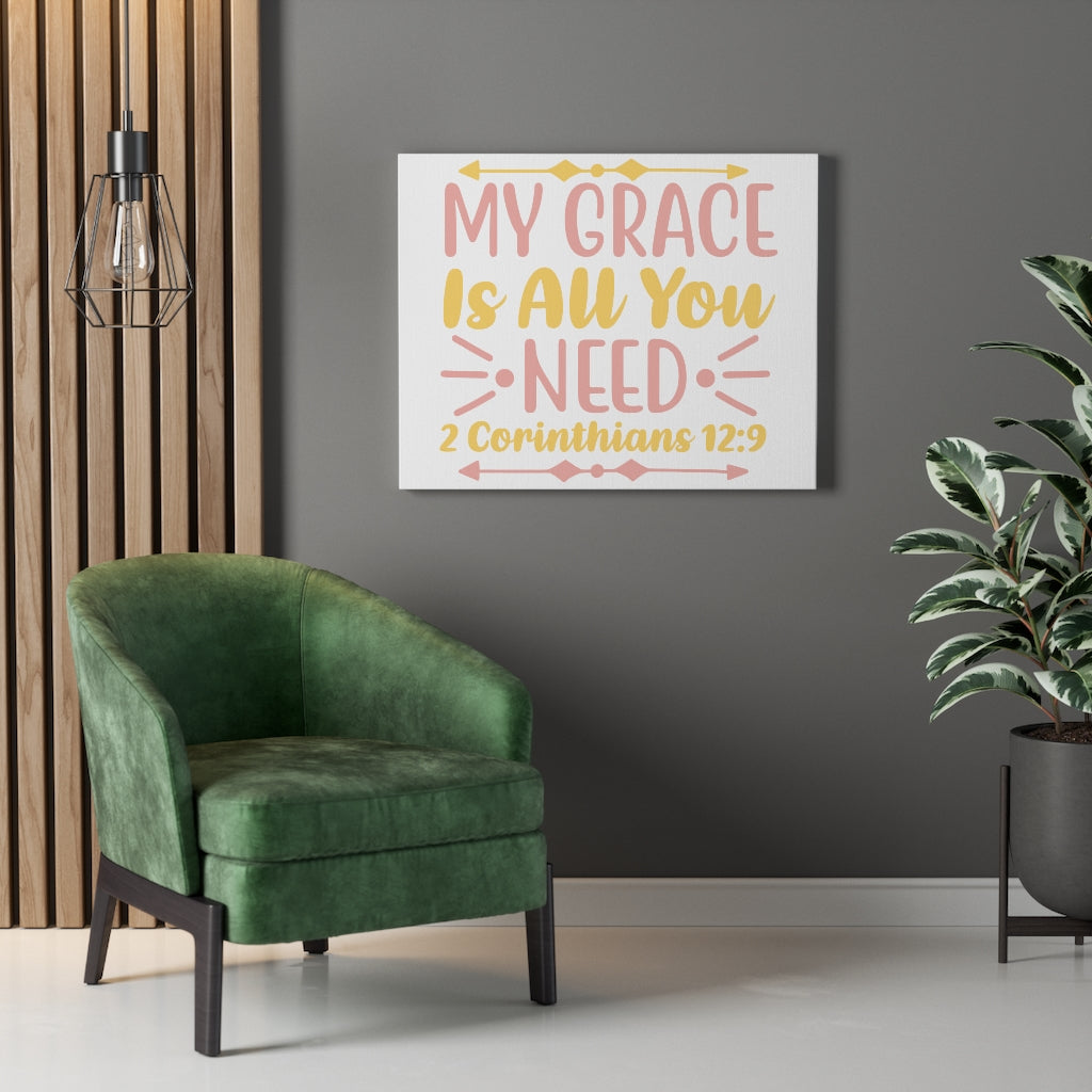 Scripture Walls My Grace Is 2 Corinthians 12:9 Bible Verse Canvas Christian Wall Art Ready to Hang Unframed-Express Your Love Gifts