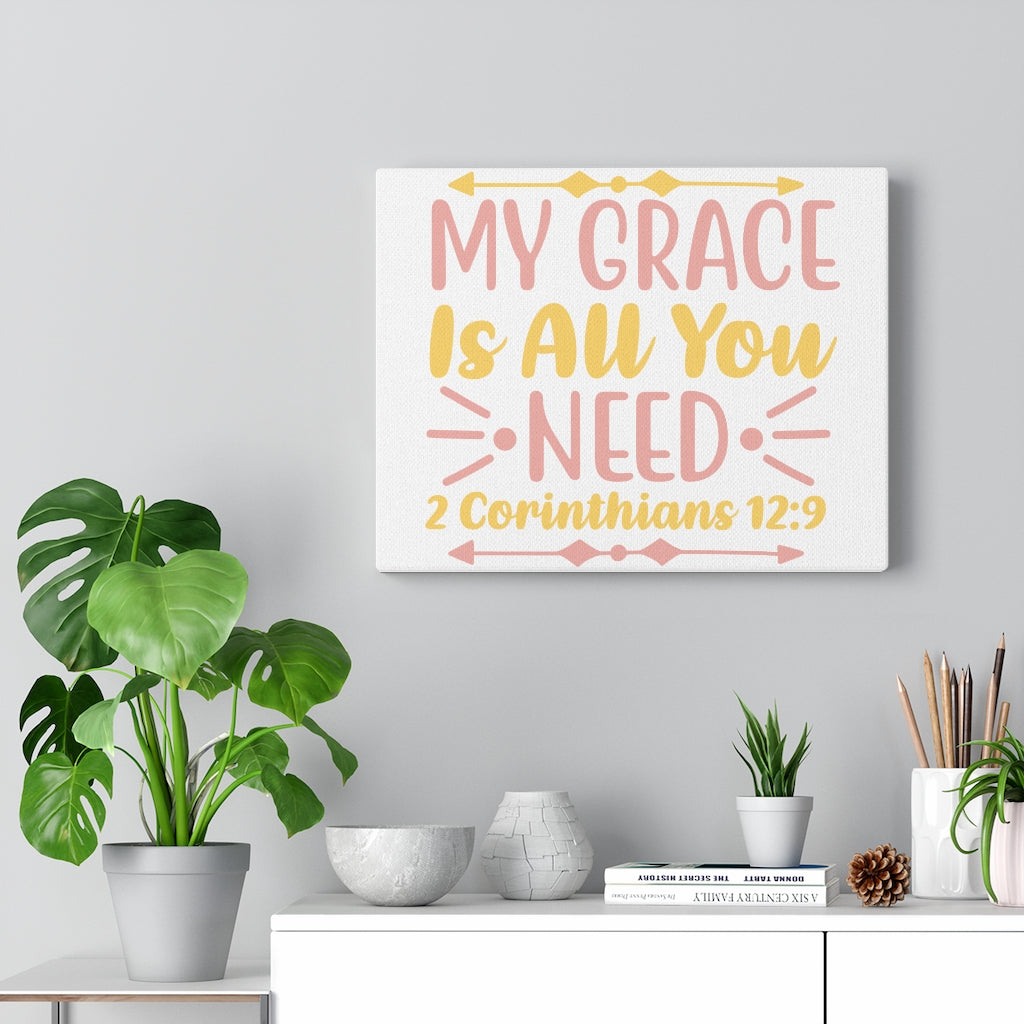Scripture Walls My Grace Is 2 Corinthians 12:9 Bible Verse Canvas Christian Wall Art Ready to Hang Unframed-Express Your Love Gifts