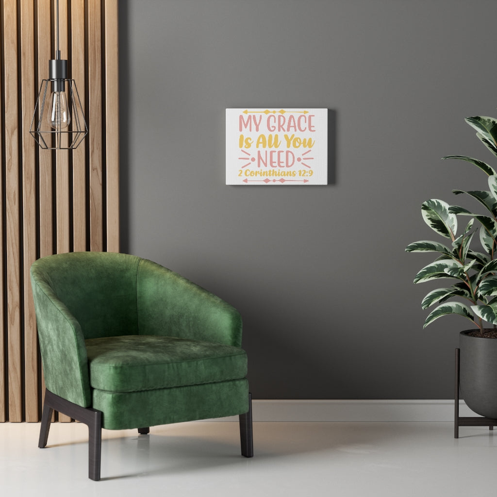 Scripture Walls My Grace Is 2 Corinthians 12:9 Bible Verse Canvas Christian Wall Art Ready to Hang Unframed-Express Your Love Gifts