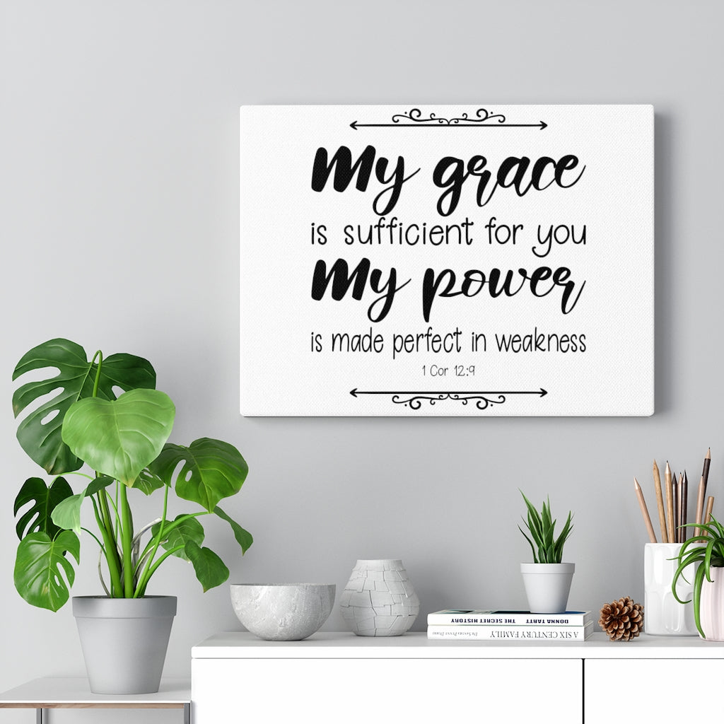 Scripture Walls My Grace My Power 1 Cor 12:9 Bible Verse Canvas Christian Wall Art Ready to Hang Unframed-Express Your Love Gifts