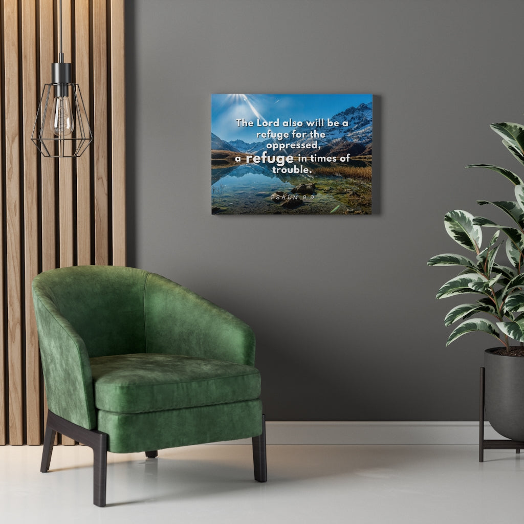Scripture Walls My Refuge Psalm 9:9 Bible Verse Canvas Christian Wall Art Ready to Hang Unframed-Express Your Love Gifts