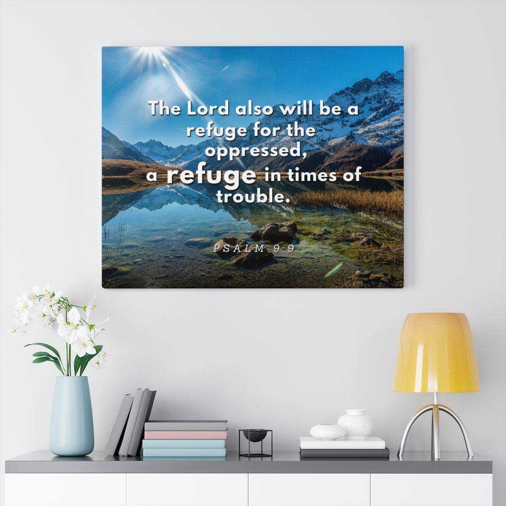 Scripture Walls My Refuge Psalm 9:9 Bible Verse Canvas Christian Wall Art Ready to Hang Unframed-Express Your Love Gifts