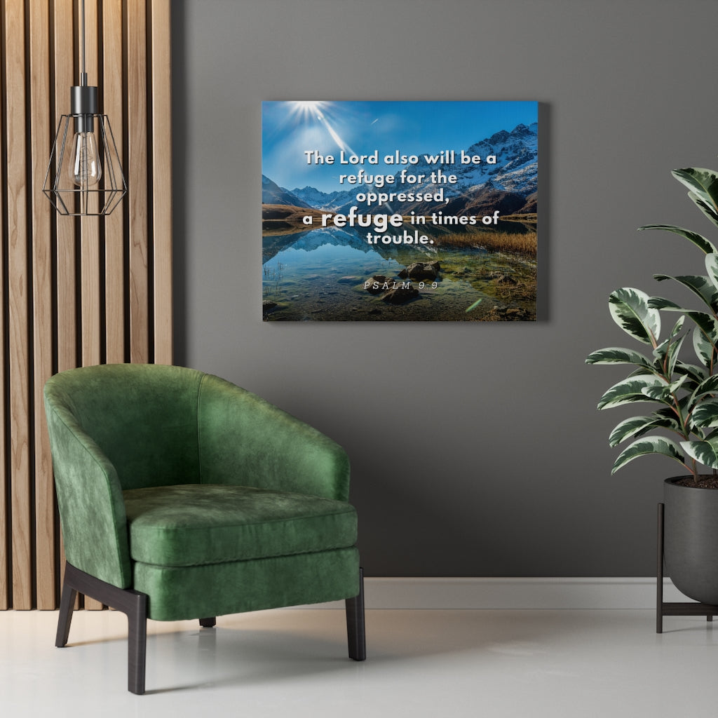 Scripture Walls My Refuge Psalm 9:9 Bible Verse Canvas Christian Wall Art Ready to Hang Unframed-Express Your Love Gifts