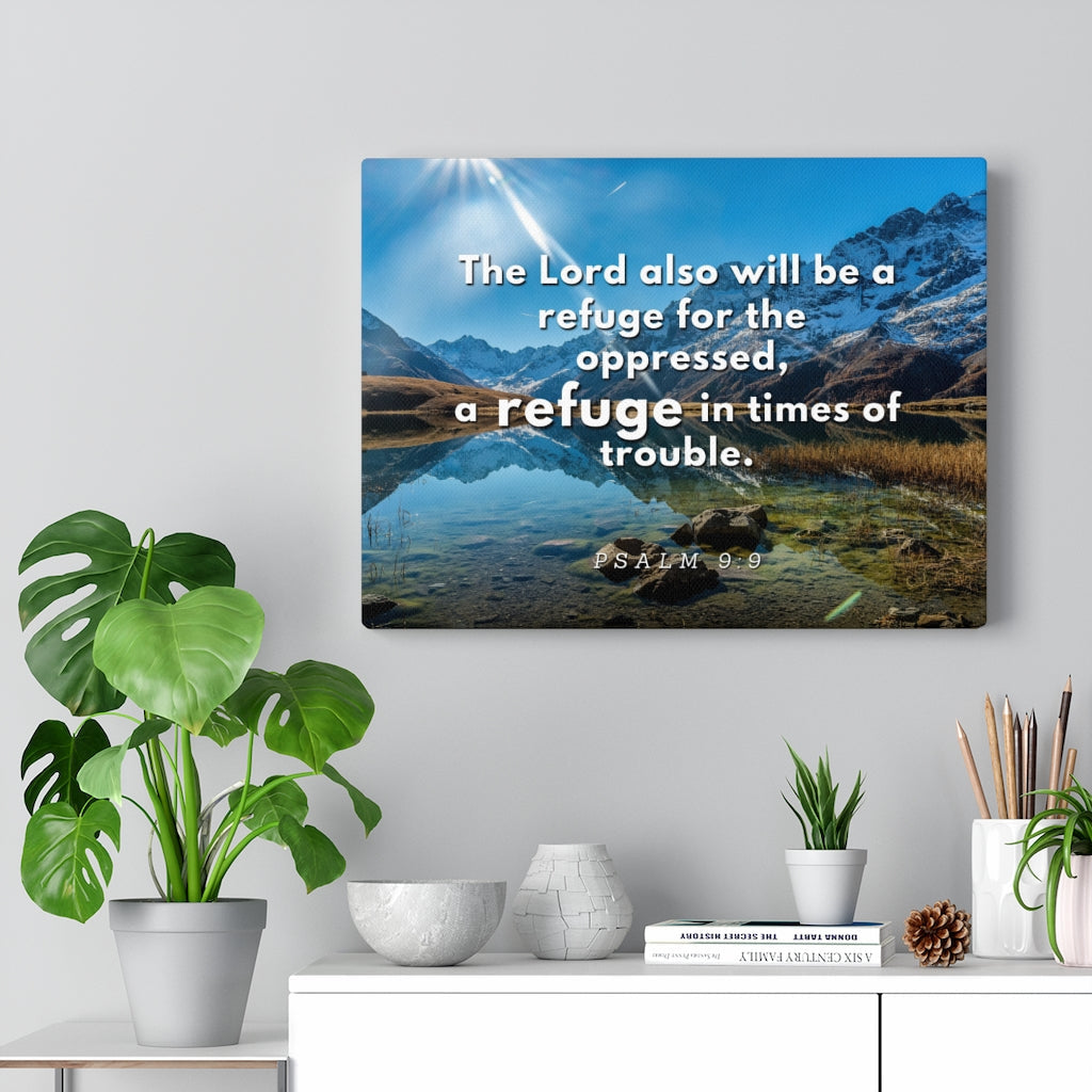 Scripture Walls My Refuge Psalm 9:9 Bible Verse Canvas Christian Wall Art Ready to Hang Unframed-Express Your Love Gifts