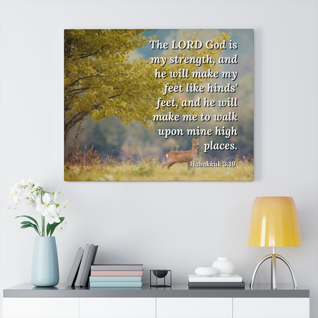 Scripture Walls My Strength Habakkuk 3:19 Bible Verse Canvas Christian Wall Art Ready to Hang Unframed-Express Your Love Gifts