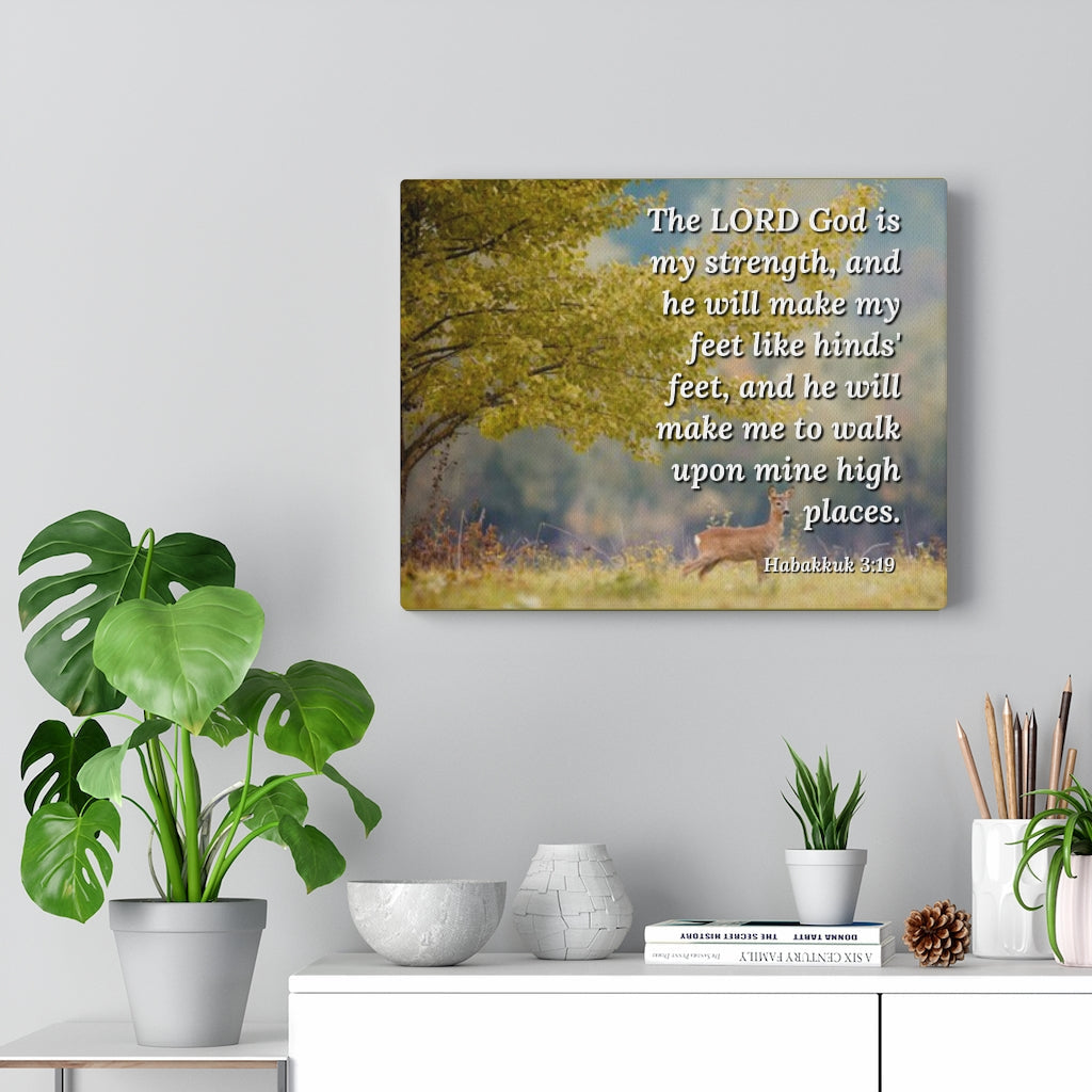 Scripture Walls My Strength Habakkuk 3:19 Bible Verse Canvas Christian Wall Art Ready to Hang Unframed-Express Your Love Gifts